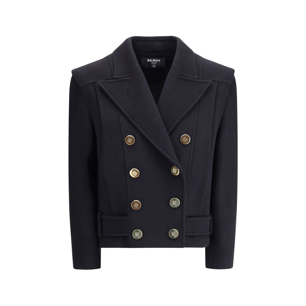 Black Wool Coat Coats Balmain