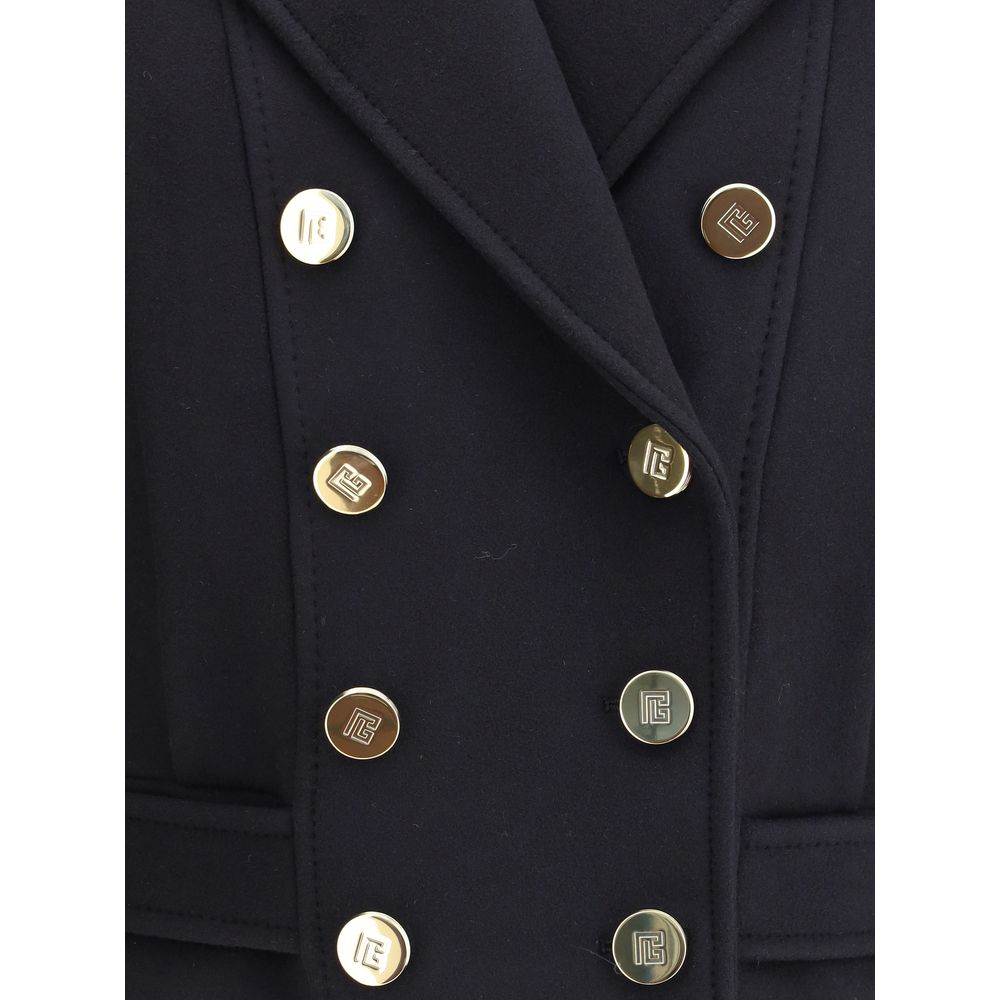 Black Wool Coat Coats Balmain