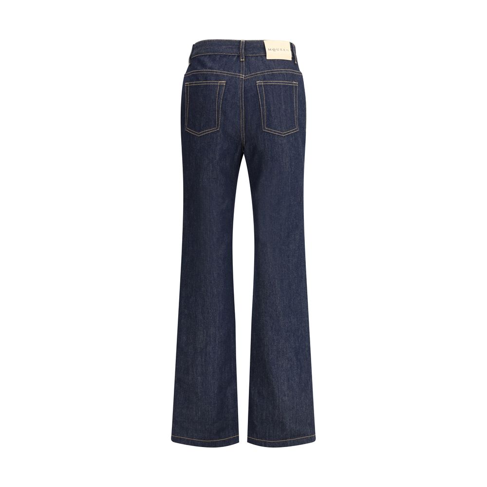 Blue Cotton Straight-Leg Jeans Pants Alexander McQueen