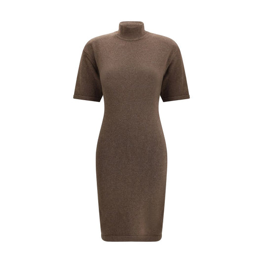 Brown Merino Wool Casual Dress