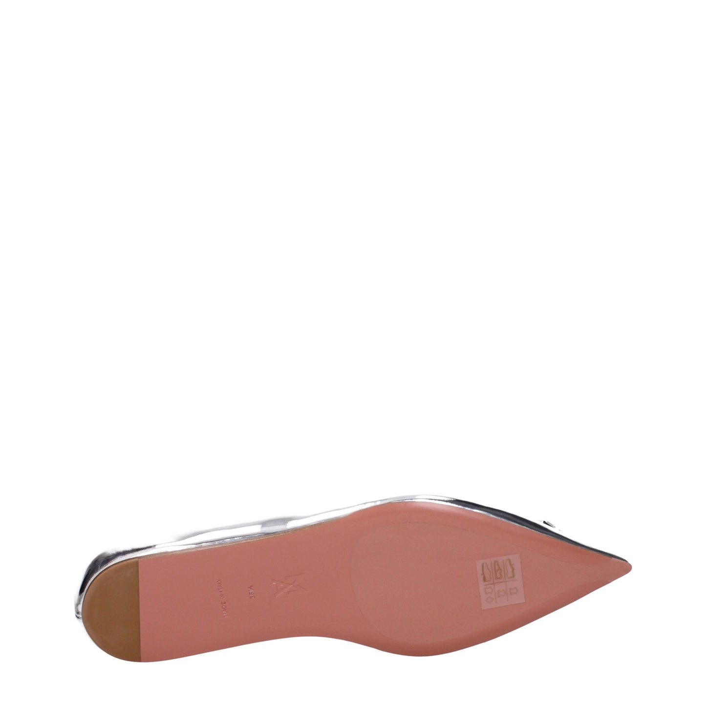 Gray Leather Ballet Flats Shoes Amina Muaddi