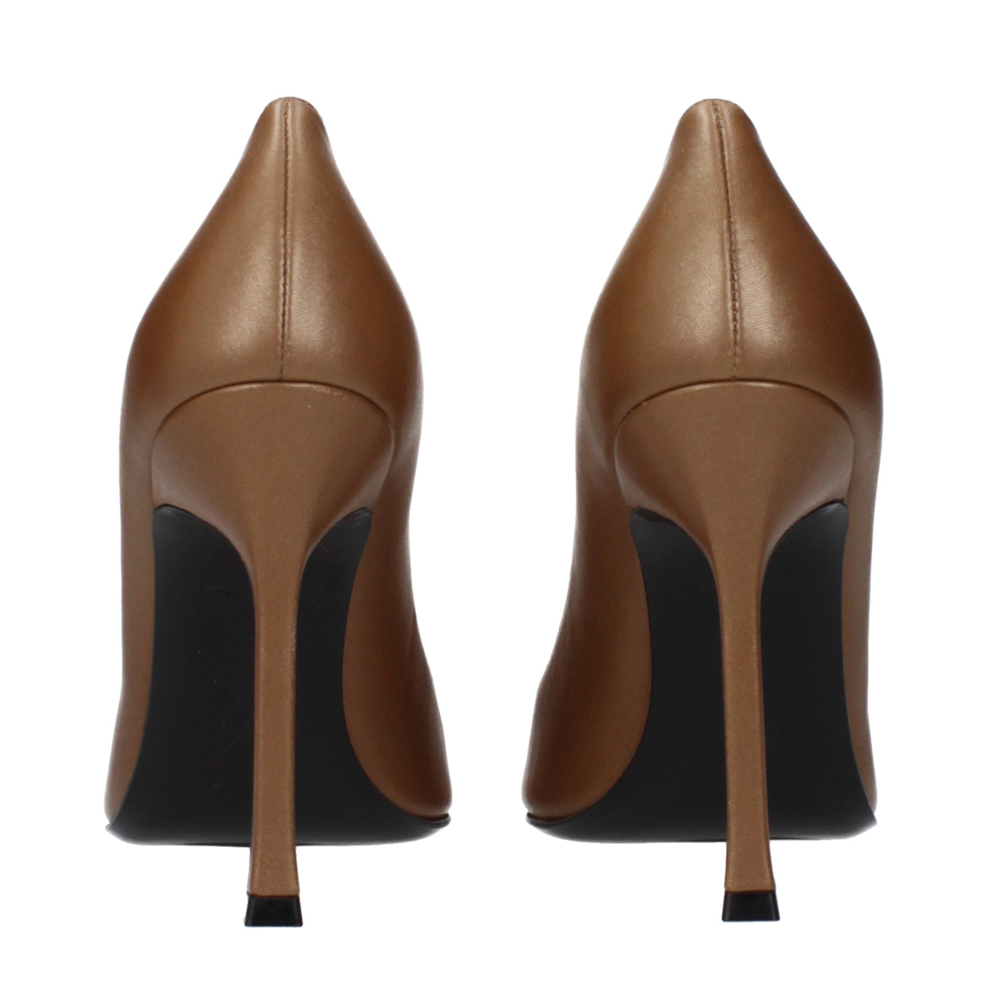 Brown Leather High Heel Pumps Shoes Amina Muaddi