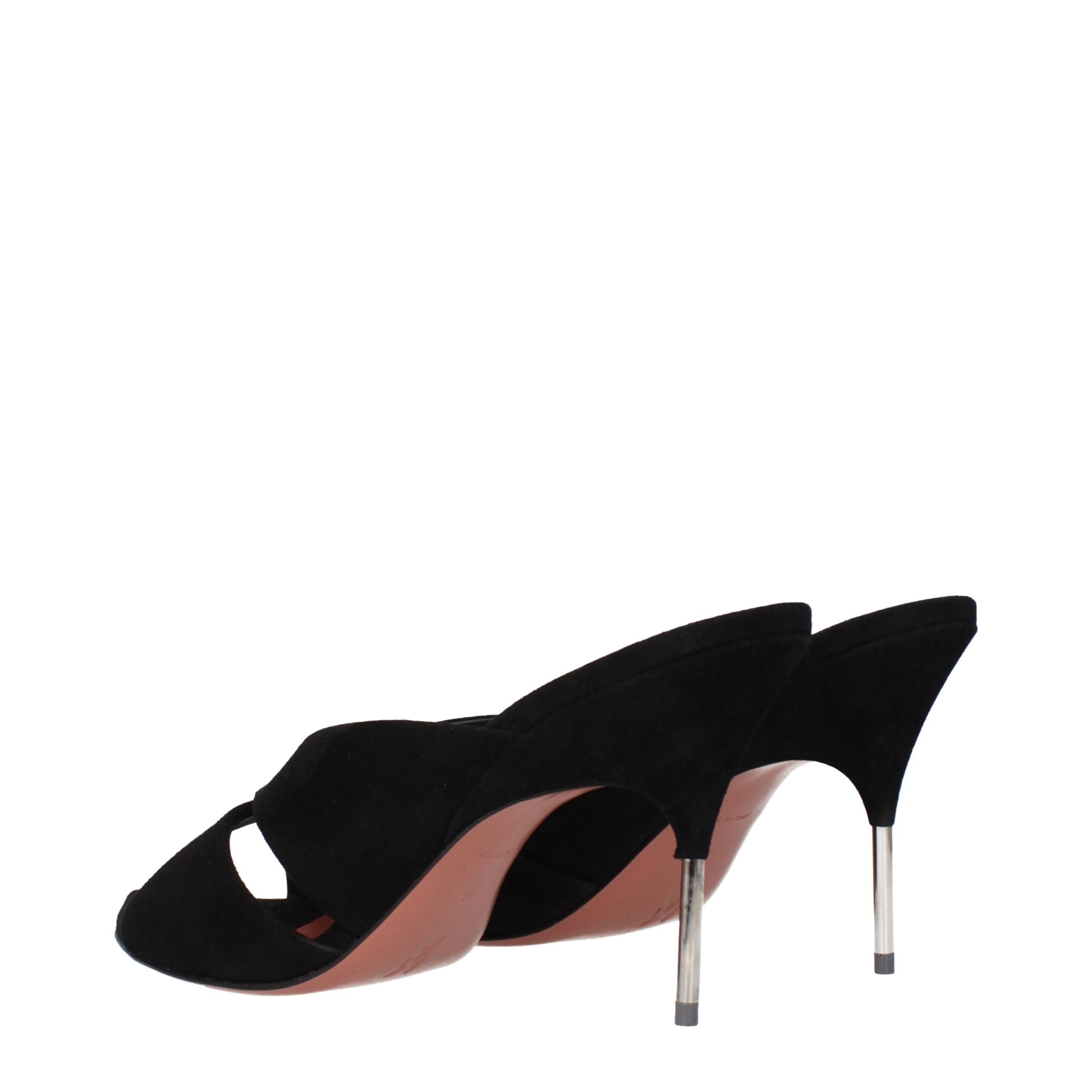 Black Leather Stiletto Heel Sandals Shoes Amina Muaddi