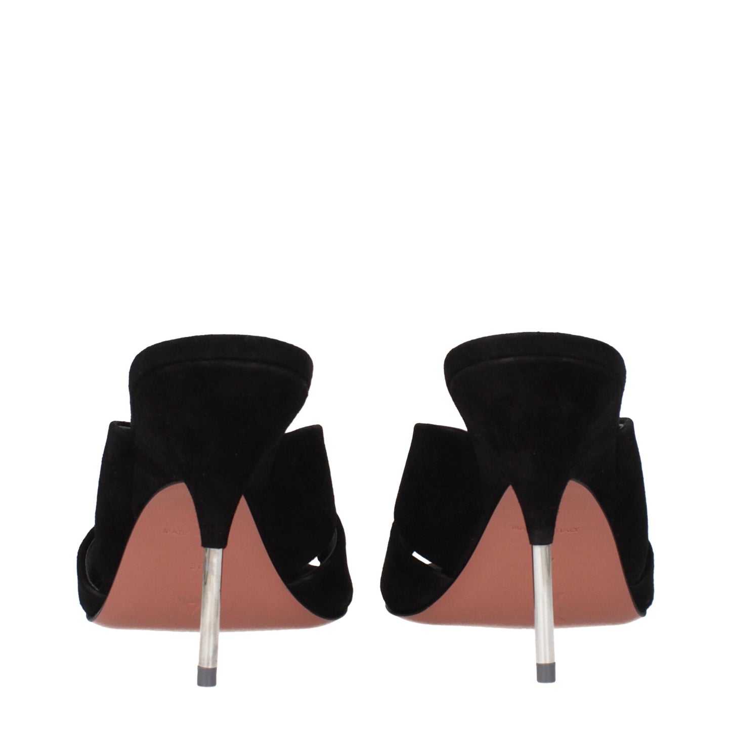Black Leather Stiletto Heel Sandals Shoes Amina Muaddi