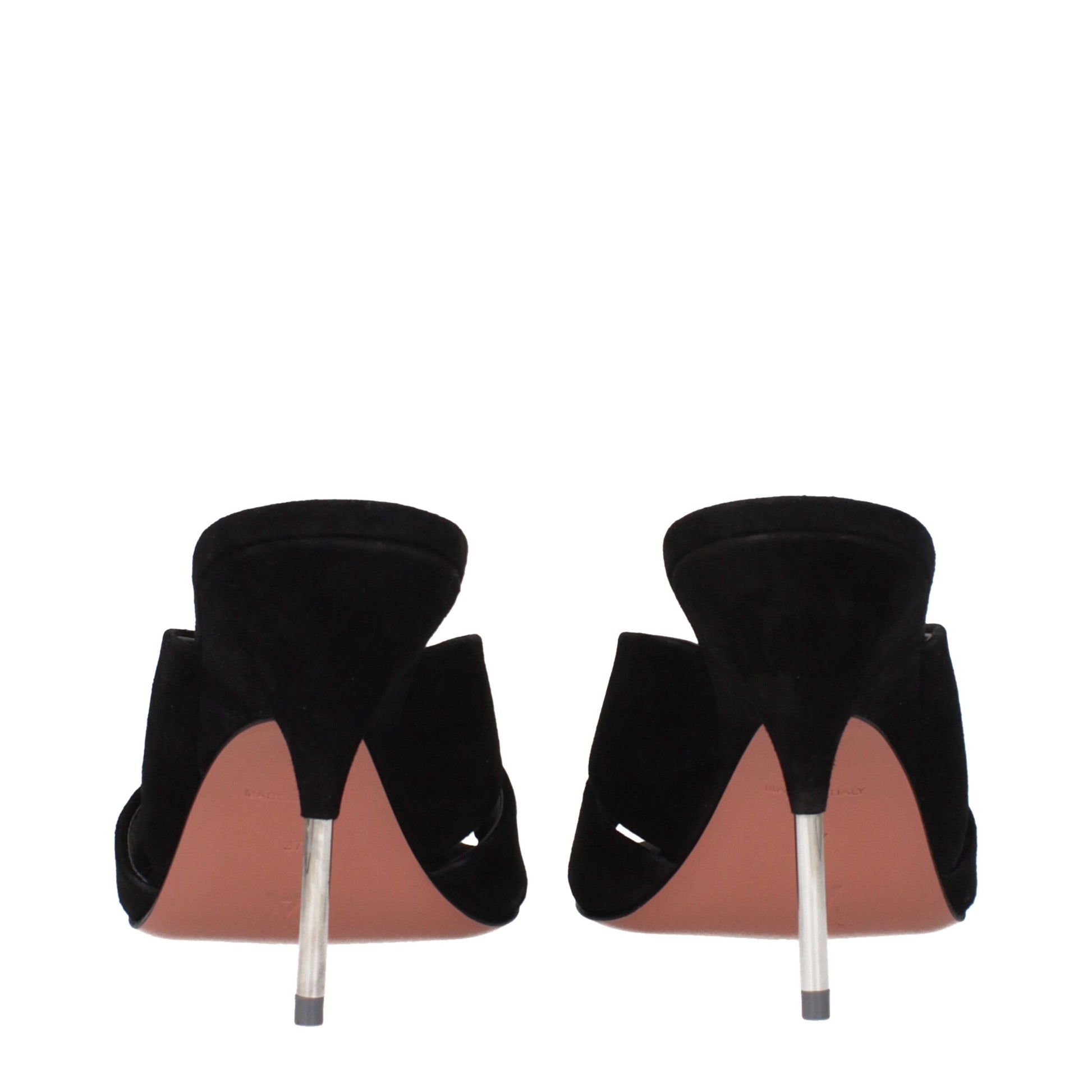Black Leather Stiletto Heel Sandals Shoes Amina Muaddi