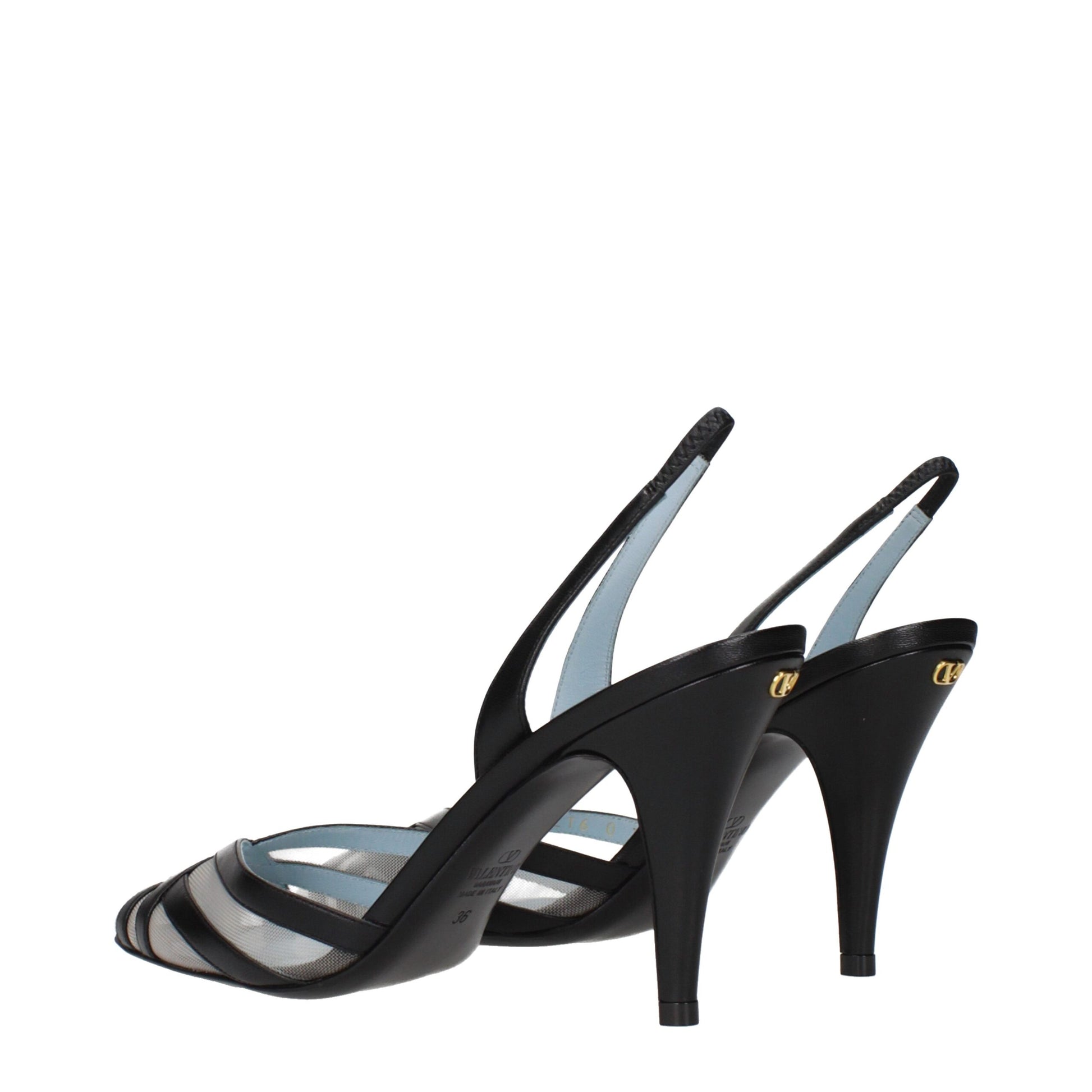 Black Leather High Heel Pumps Shoes Valentino Garavani