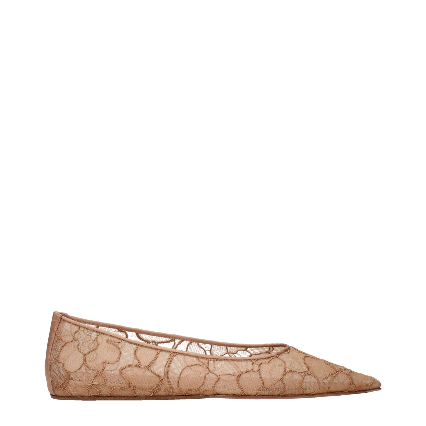 Beige Fabric Ballet Flats Shoes Amina Muaddi