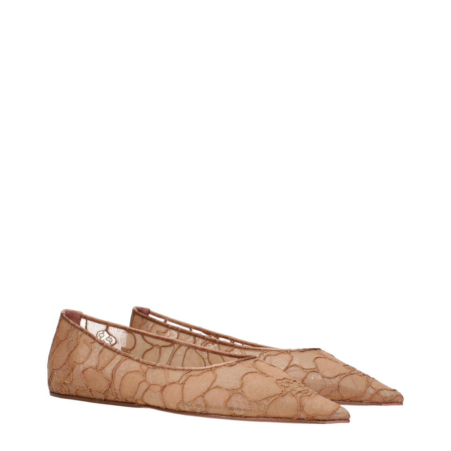 Beige Fabric Ballet Flats Shoes Amina Muaddi