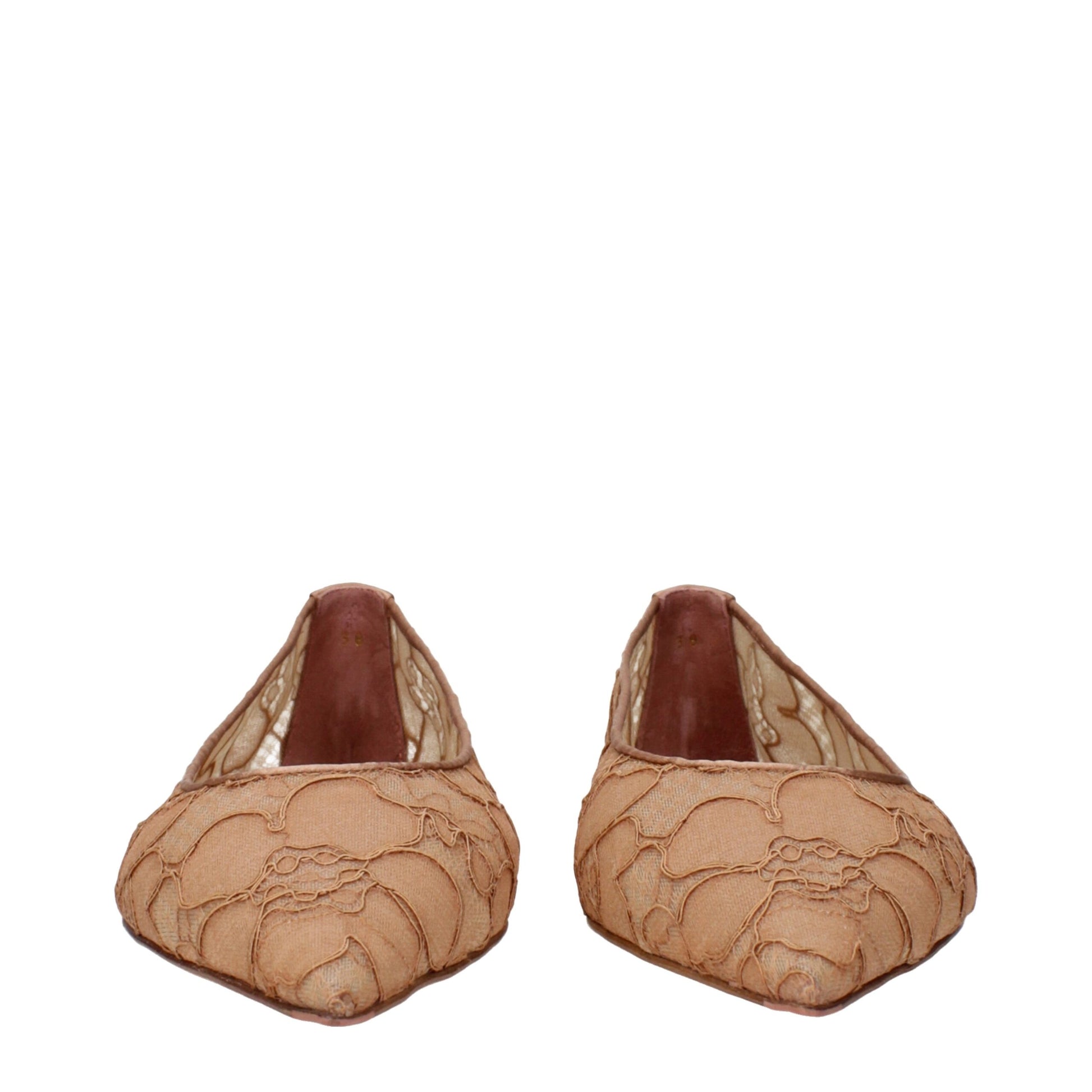 Beige Fabric Ballet Flats Shoes Amina Muaddi