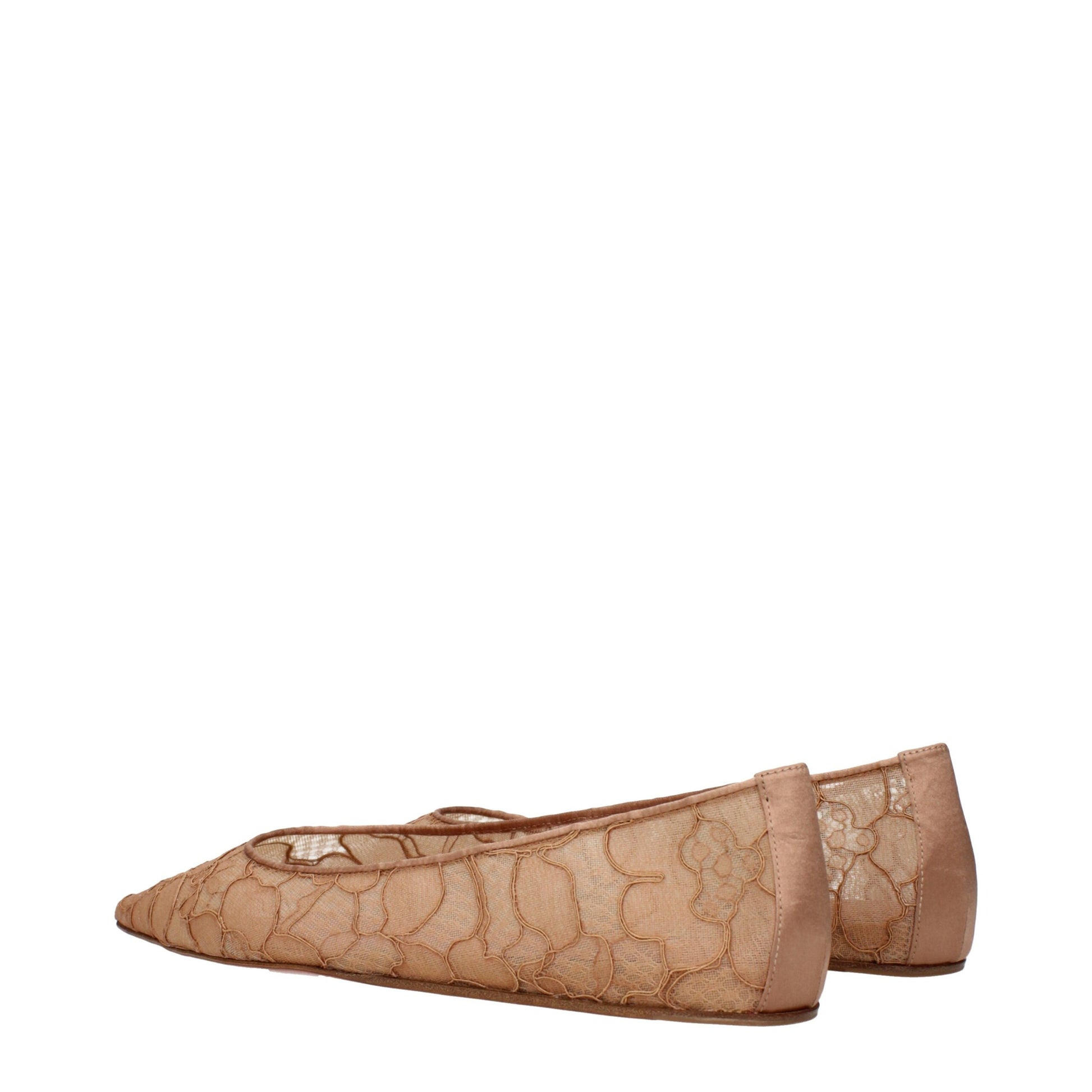 Beige Fabric Ballet Flats Shoes Amina Muaddi