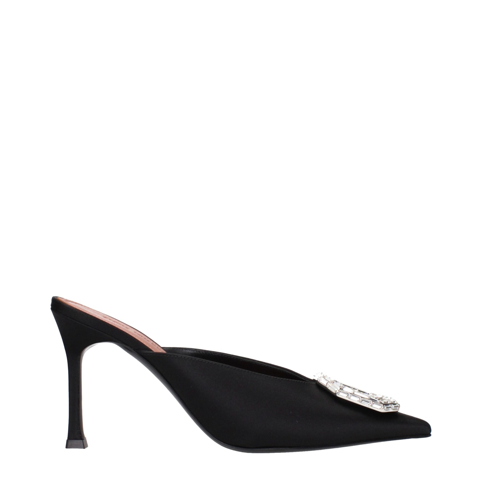 Black Satin High Heel Pumps Shoes Amina Muaddi