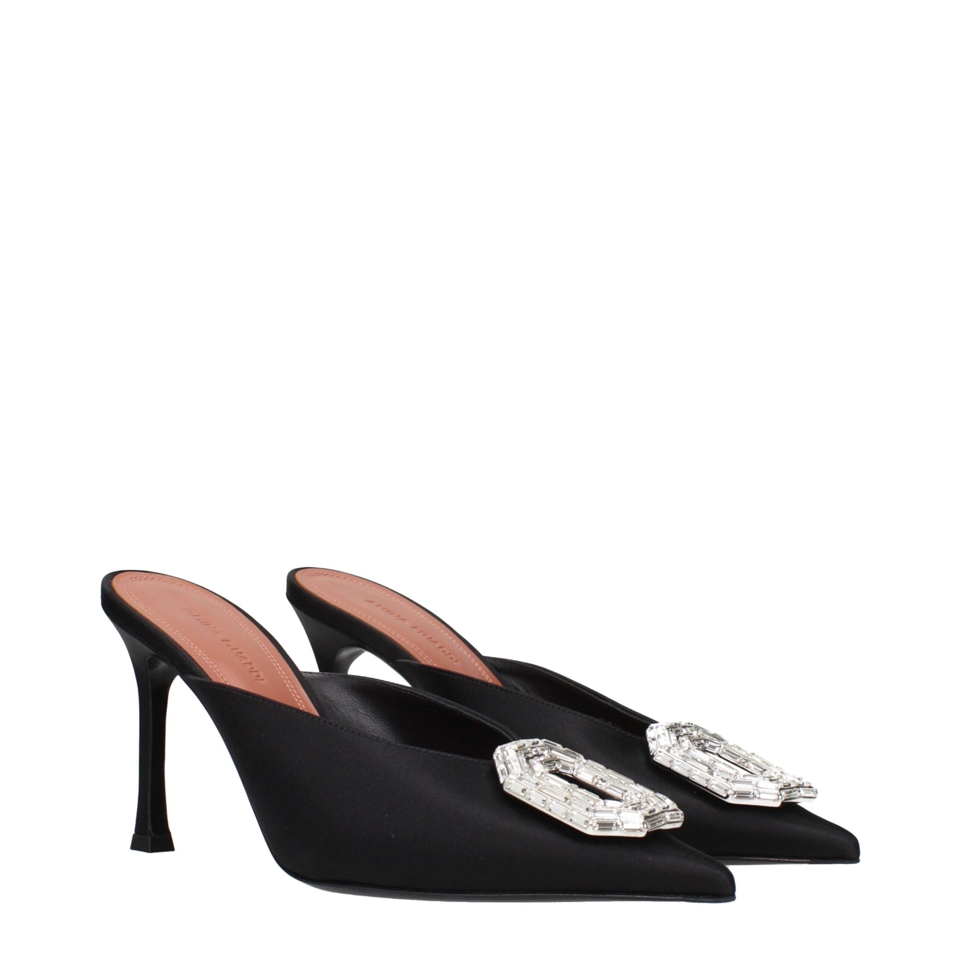 Black Satin High Heel Pumps Shoes Amina Muaddi