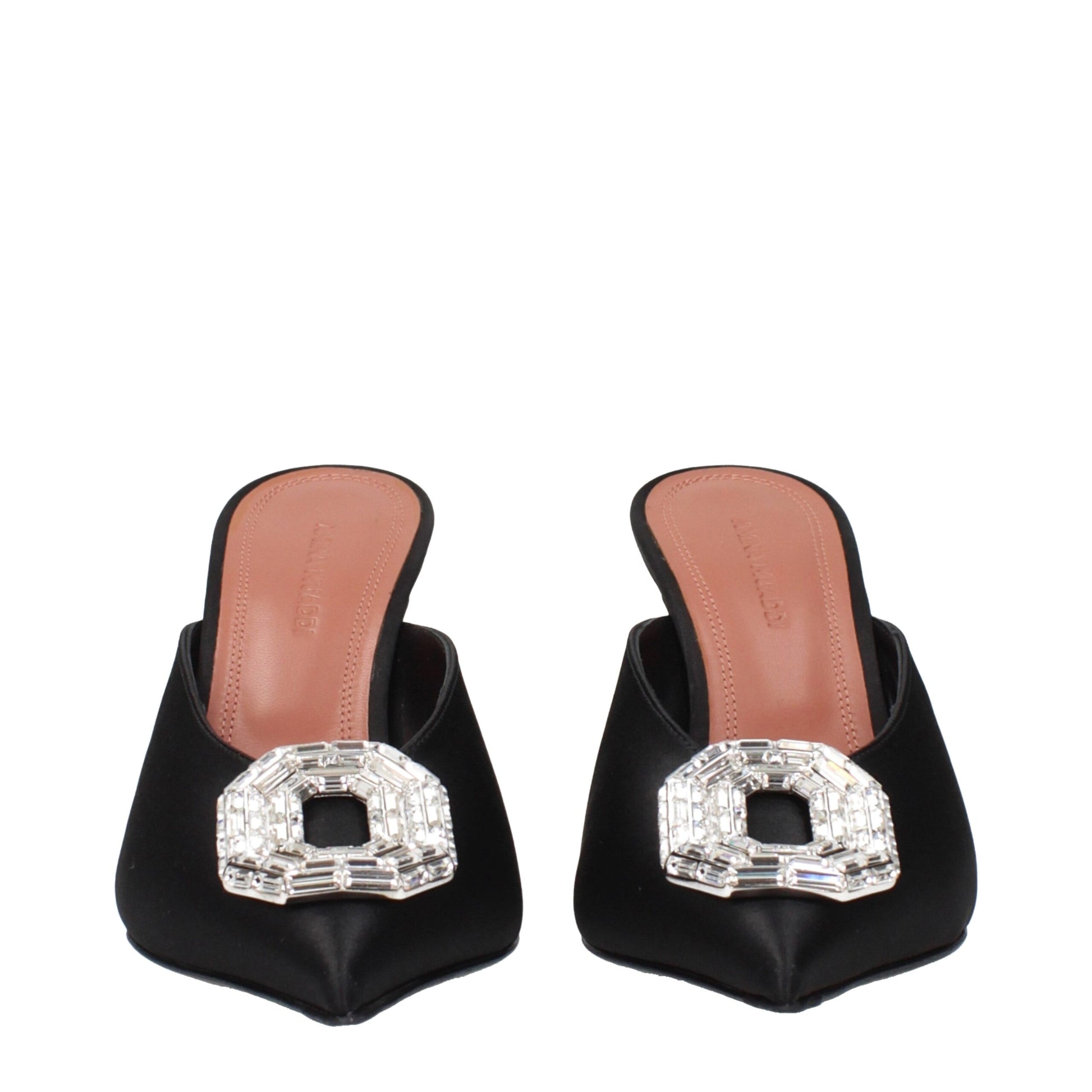 Black Satin High Heel Pumps Shoes Amina Muaddi