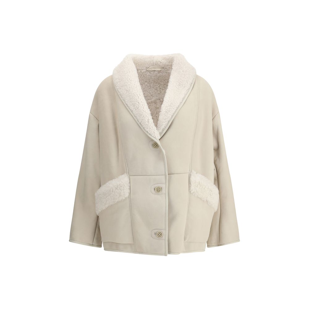 Cream Leather Coat Coats Salvatore Santoro