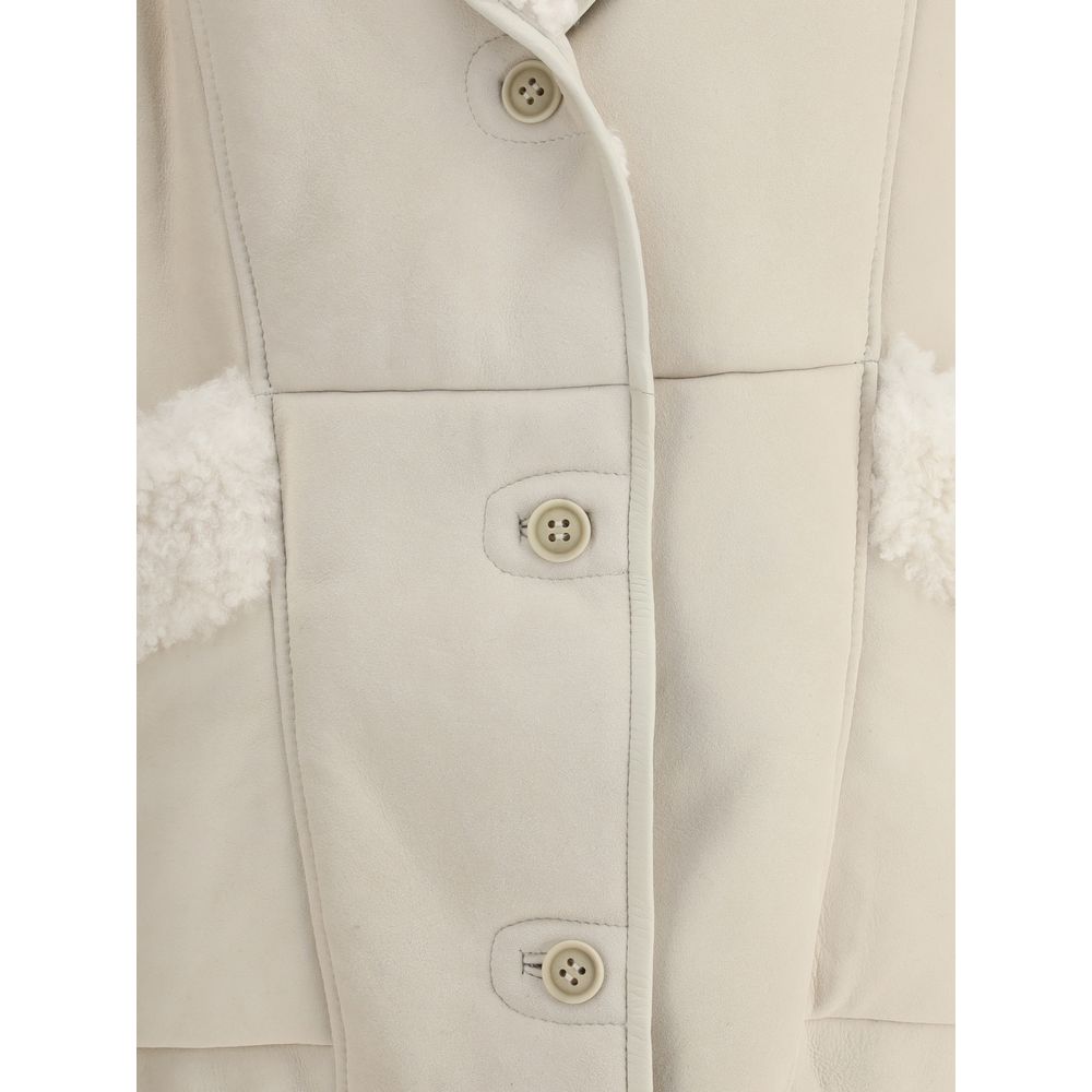 Cream Leather Coat Coats Salvatore Santoro