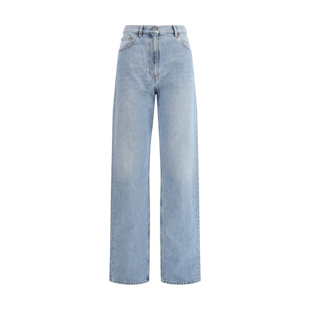 Light Blue Cotton High-Waisted Jean Pants Valentino