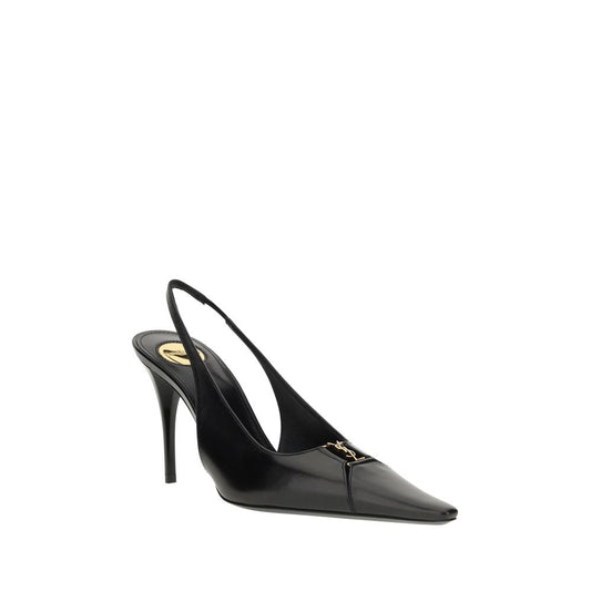 Black Calf Leather Bos Taurus High Heel Pumps Shoes Saint Laurent