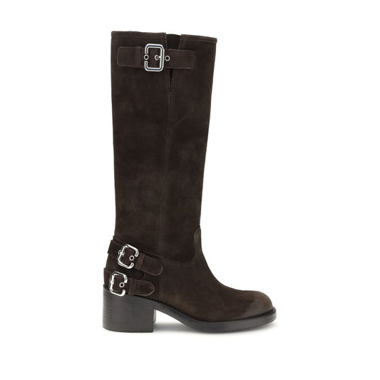 Brown Calf Leather Bos Taurus Lace-Up Boots Chloé