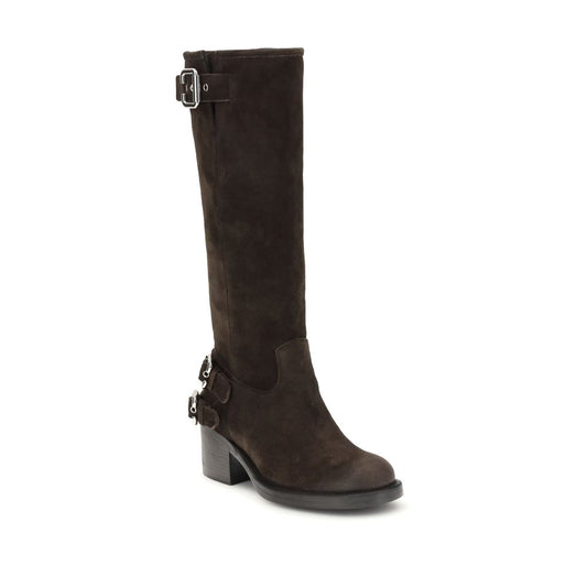 Brown Calf Leather Bos Taurus Lace-Up Boots Chloé