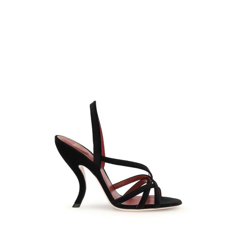 Black Velvet Stiletto Heel Sandals Shoes Valentino Garavani