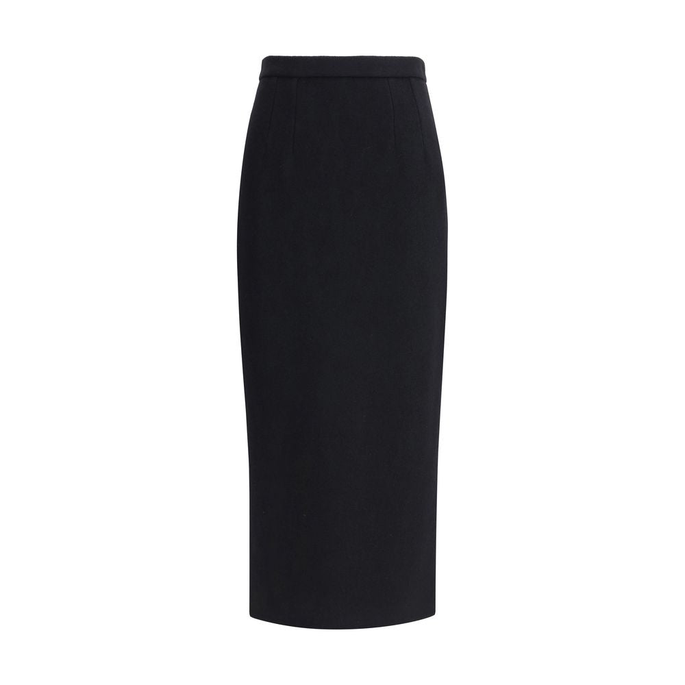 Black Fleece Wool Long Skirt Skirts Dolce & Gabbana