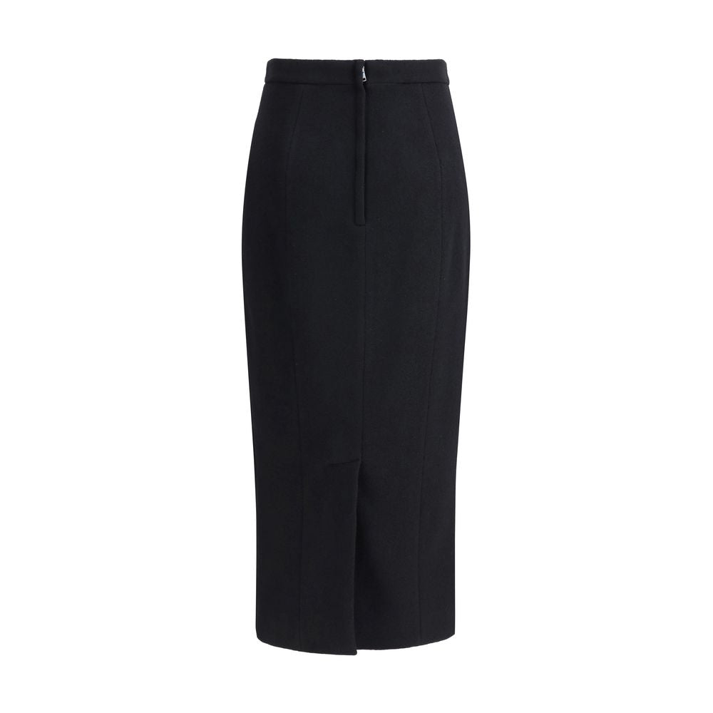 Black Fleece Wool Long Skirt Skirts Dolce & Gabbana