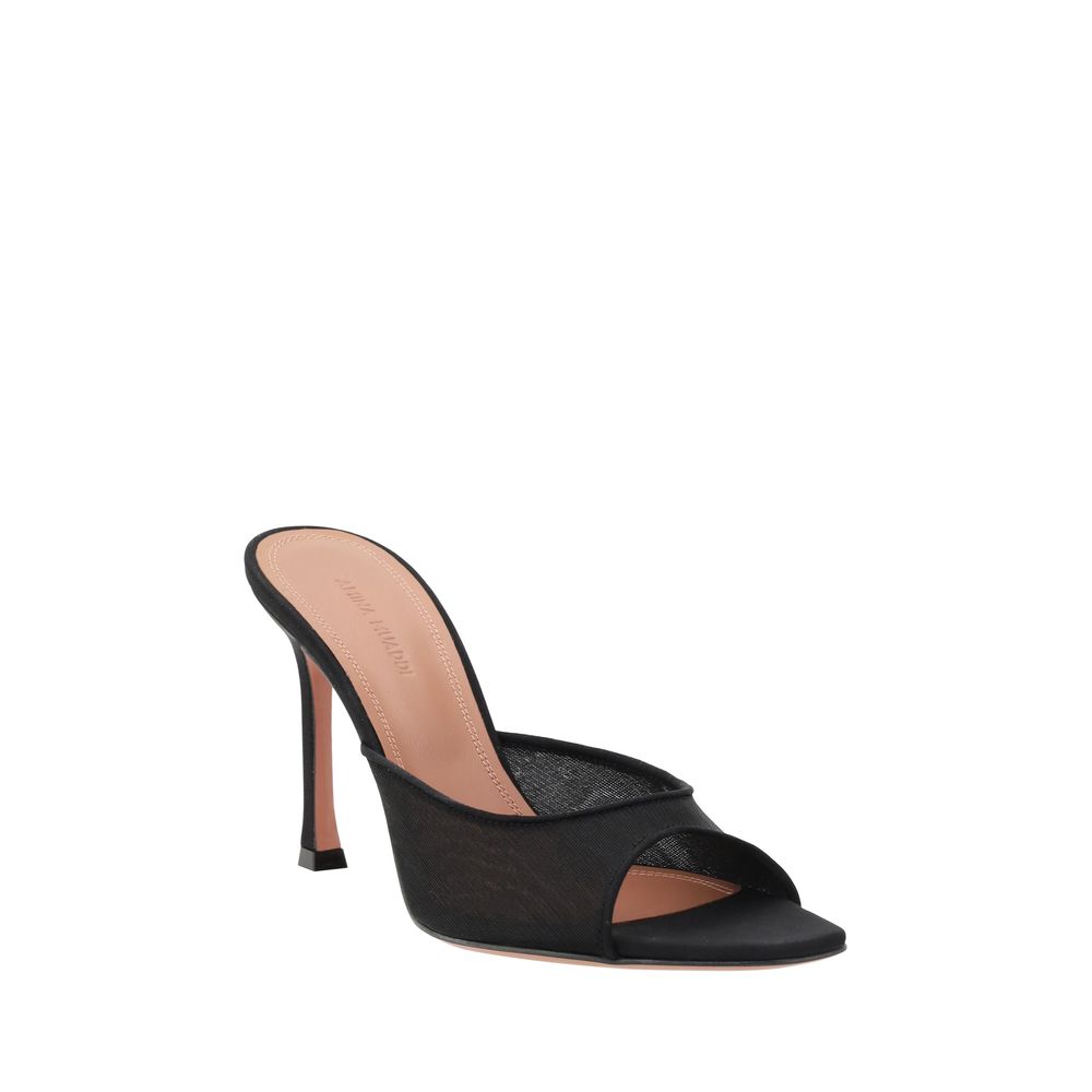 Black Fabric Stiletto Heel Sandals Shoes Amina Muaddi
