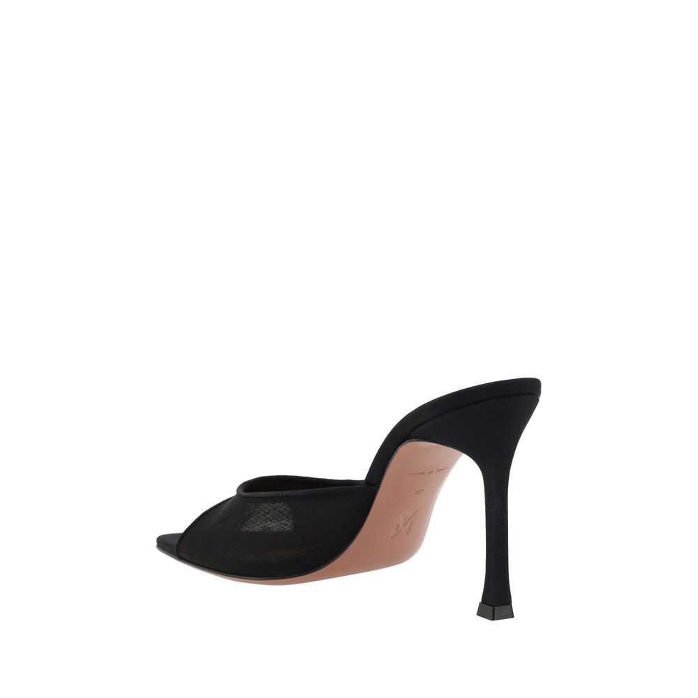 Black Fabric Stiletto Heel Sandals Shoes Amina Muaddi