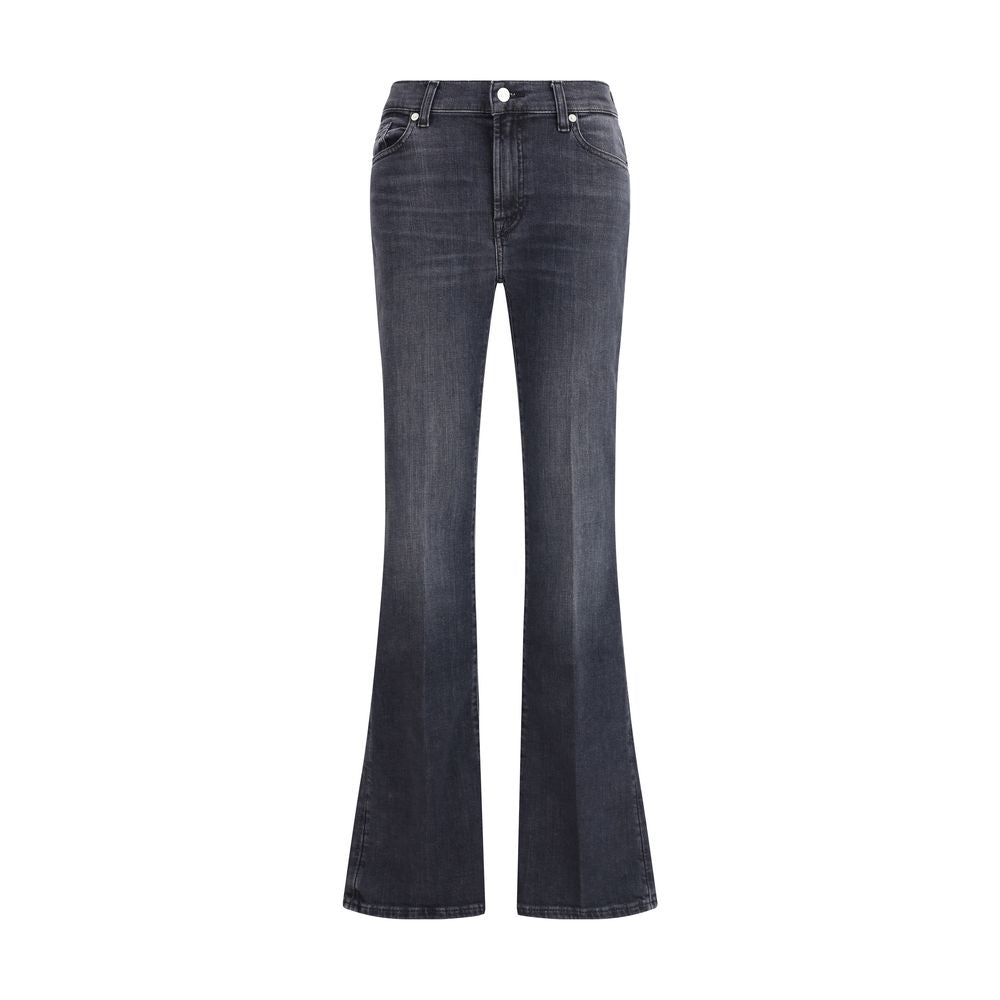 Black Cotton Bootcut Jeans Pants 7FOR
