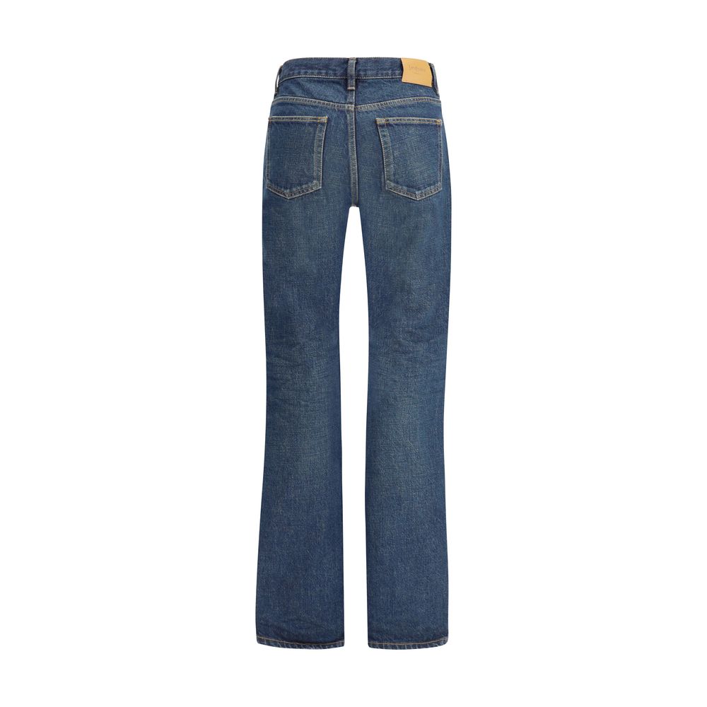 Blue Cotton Straight-Leg Jeans Pants Saint Laurent