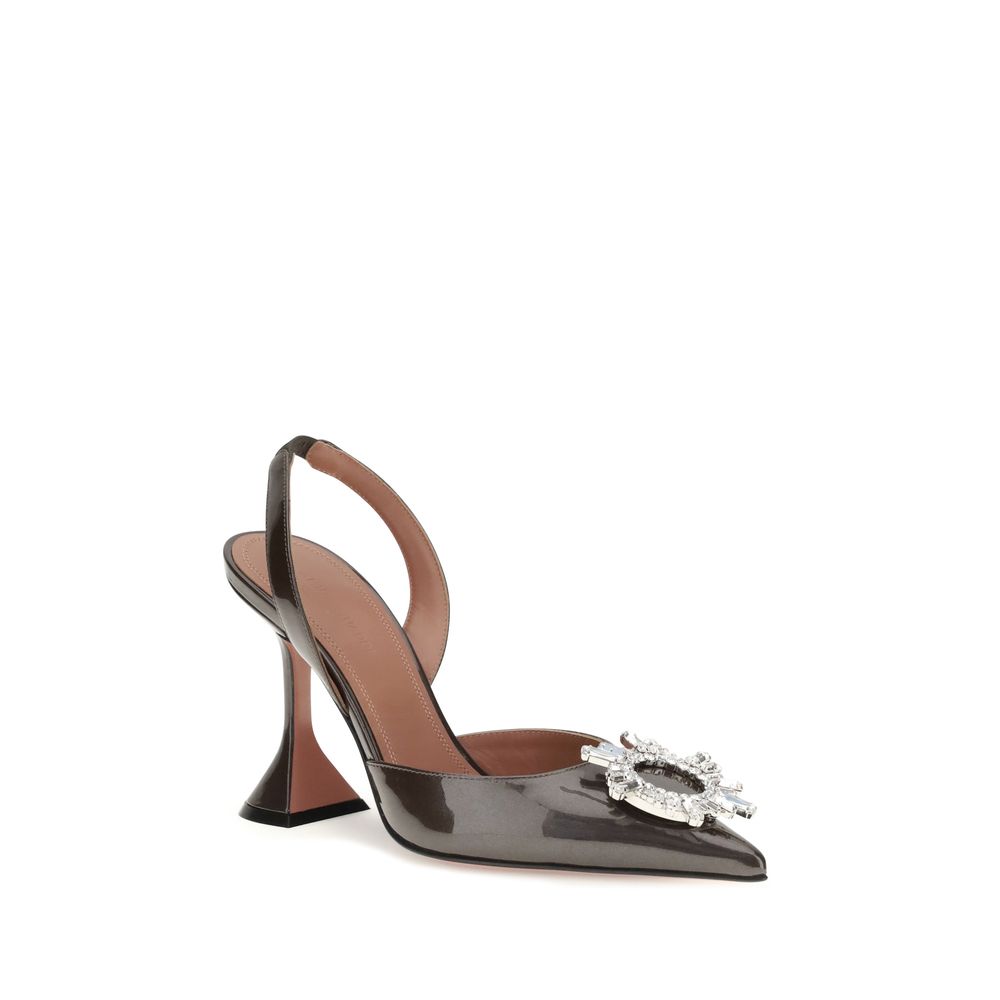 Brown Calf Leather Bos Taurus High Heel Pumps Shoes Amina Muaddi