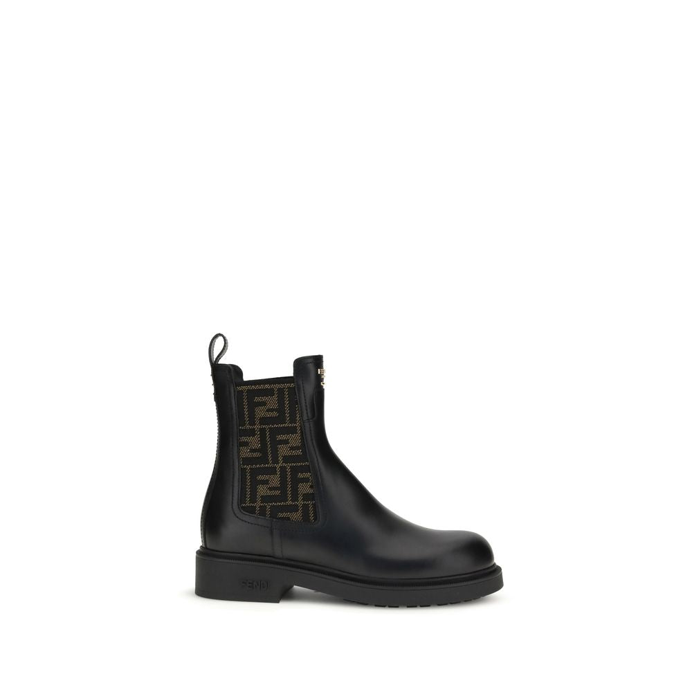 FF leather and fabric Ankle Boots Shoes Fendi