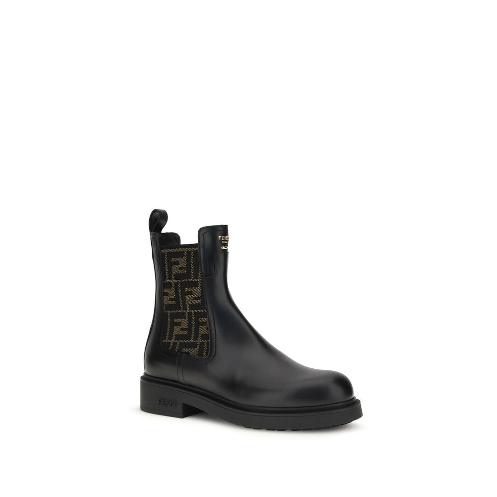 FF leather and fabric Ankle Boots Shoes Fendi
