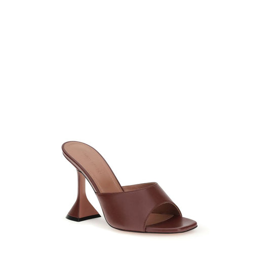 Brown Calf Leather Bos Taurus Stiletto Heel Sandals Shoes Amina Muaddi