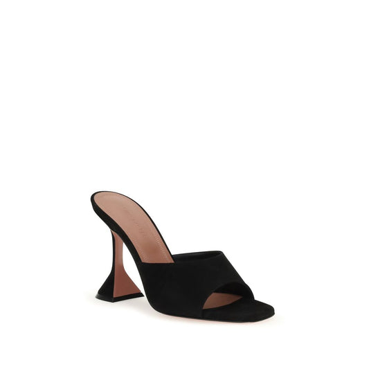 Black Calf Leather Bos Taurus Stiletto Heel Sandals Shoes Amina Muaddi