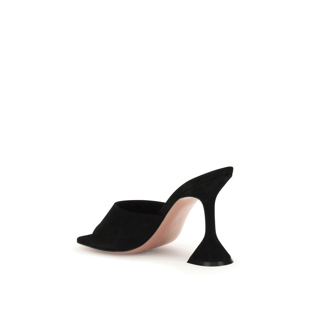 Black Calf Leather Bos Taurus Stiletto Heel Sandals Shoes Amina Muaddi