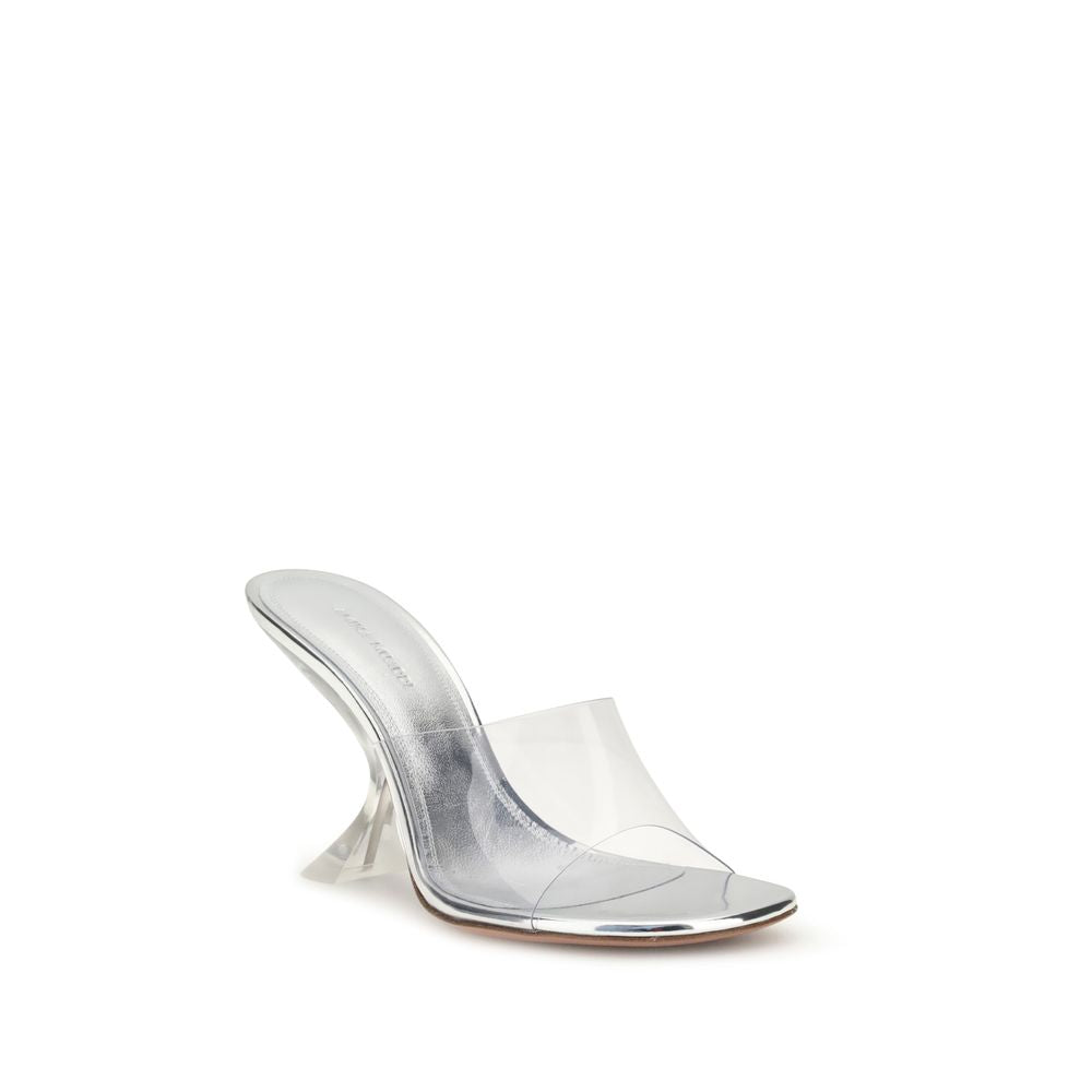 Silver Calf Leather Bos Taurus Stiletto Heel Sandals Shoes Amina Muaddi