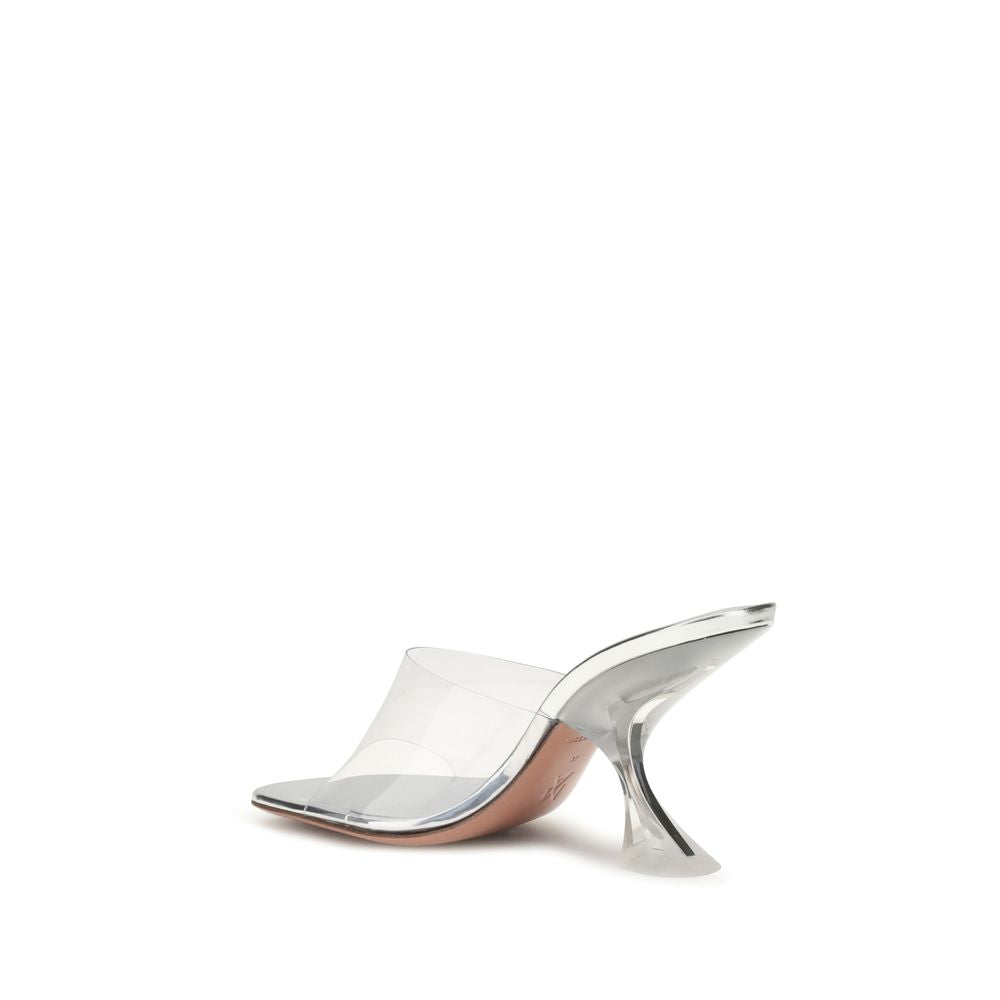 Silver Calf Leather Bos Taurus Stiletto Heel Sandals Shoes Amina Muaddi