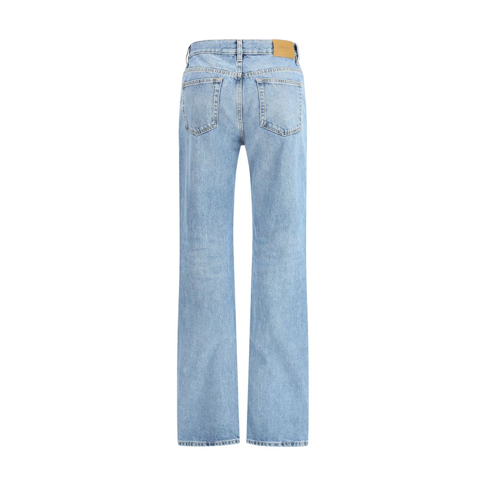 Light Blue Cotton Straight-Leg Jeans Pants Saint Laurent