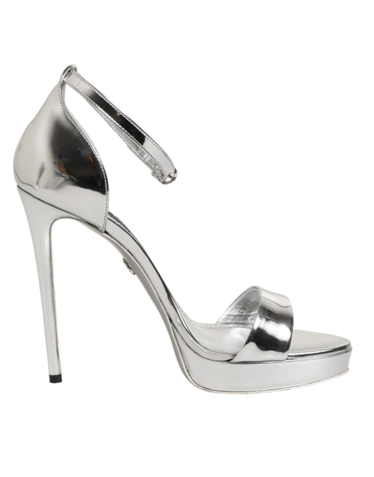 Silver Leather Platform Keira Sandals Shoes Shoes Dolce & Gabbana