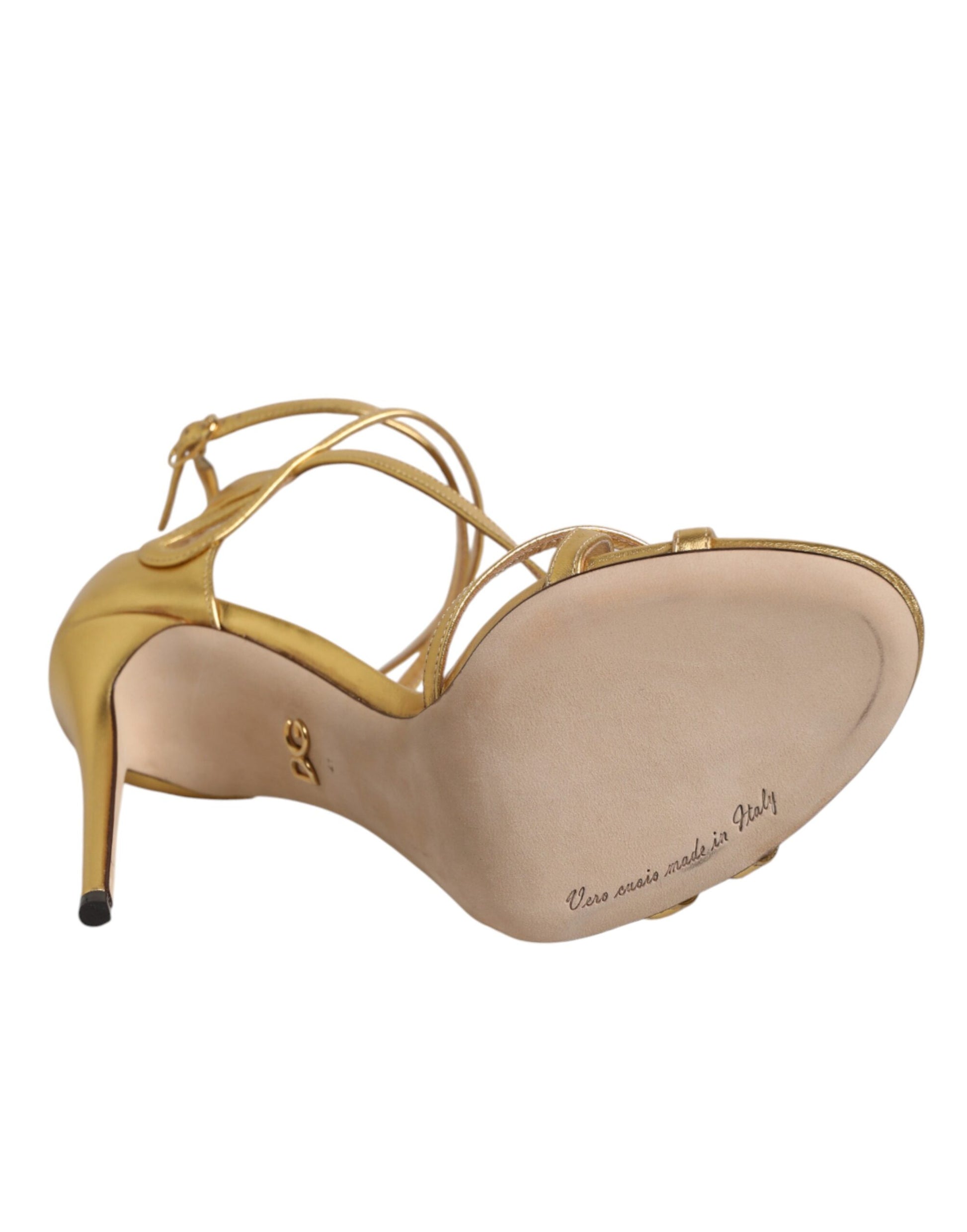 Gold Leather Keira Heels Sandals Shoes Shoes Dolce & Gabbana