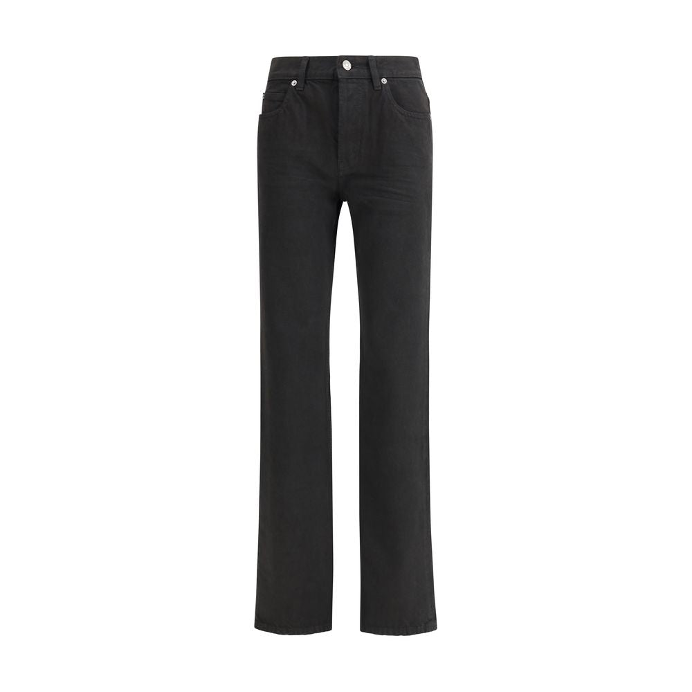 Black Cotton Straight-Leg Jeans Pants Saint Laurent