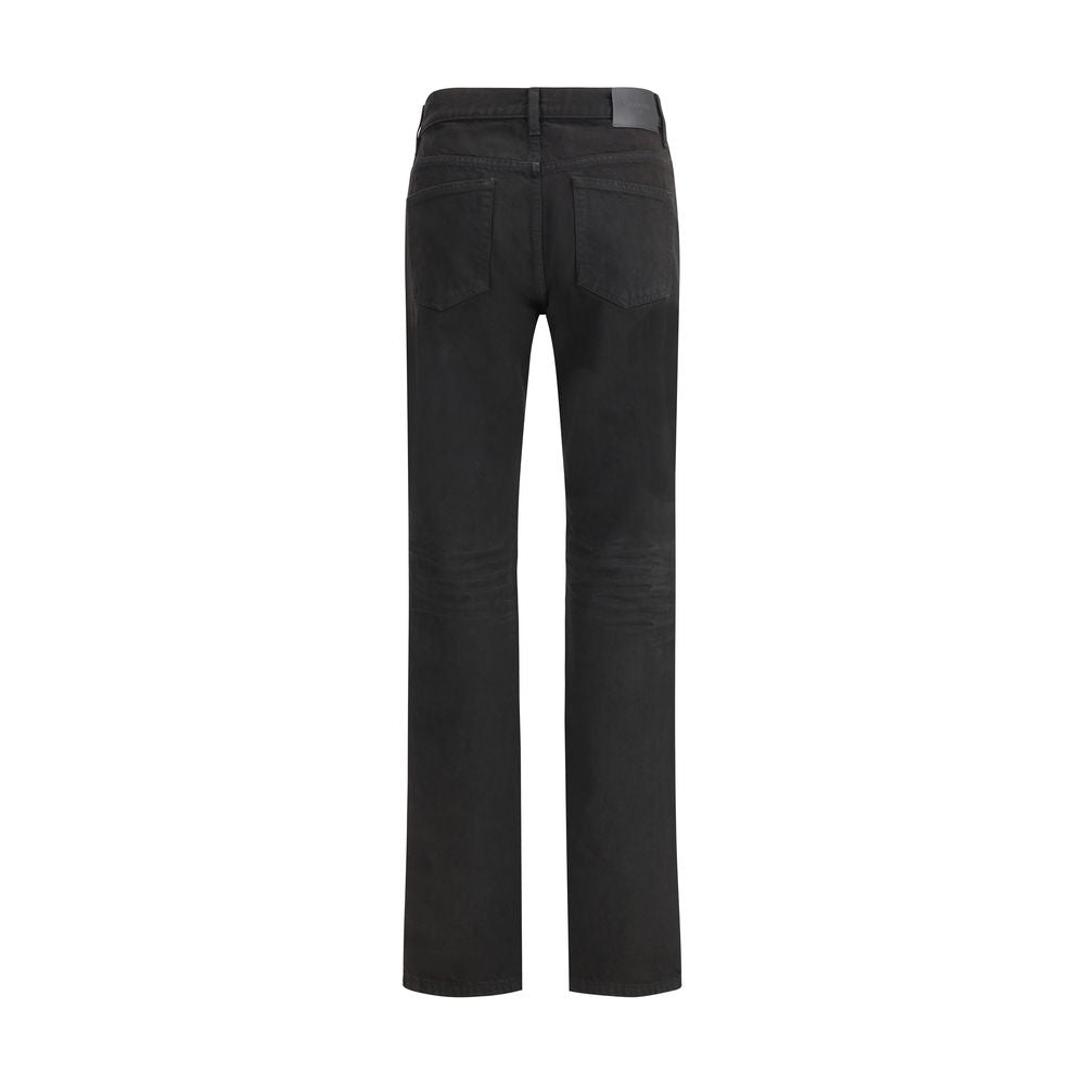Black Cotton Straight-Leg Jeans Pants Saint Laurent