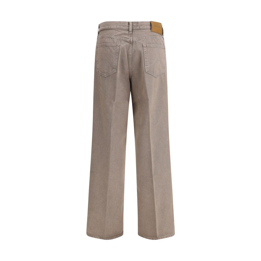 Brown Cotton Relaxed Fit Jeans Pants Jacob Cohen