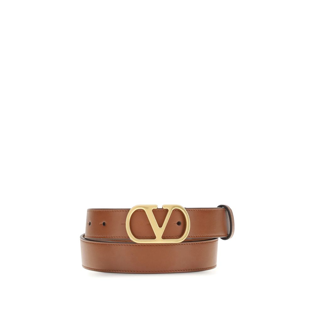 Beige Calf Leather Bos Taurus Regular Belt Belt Valentino Garavani
