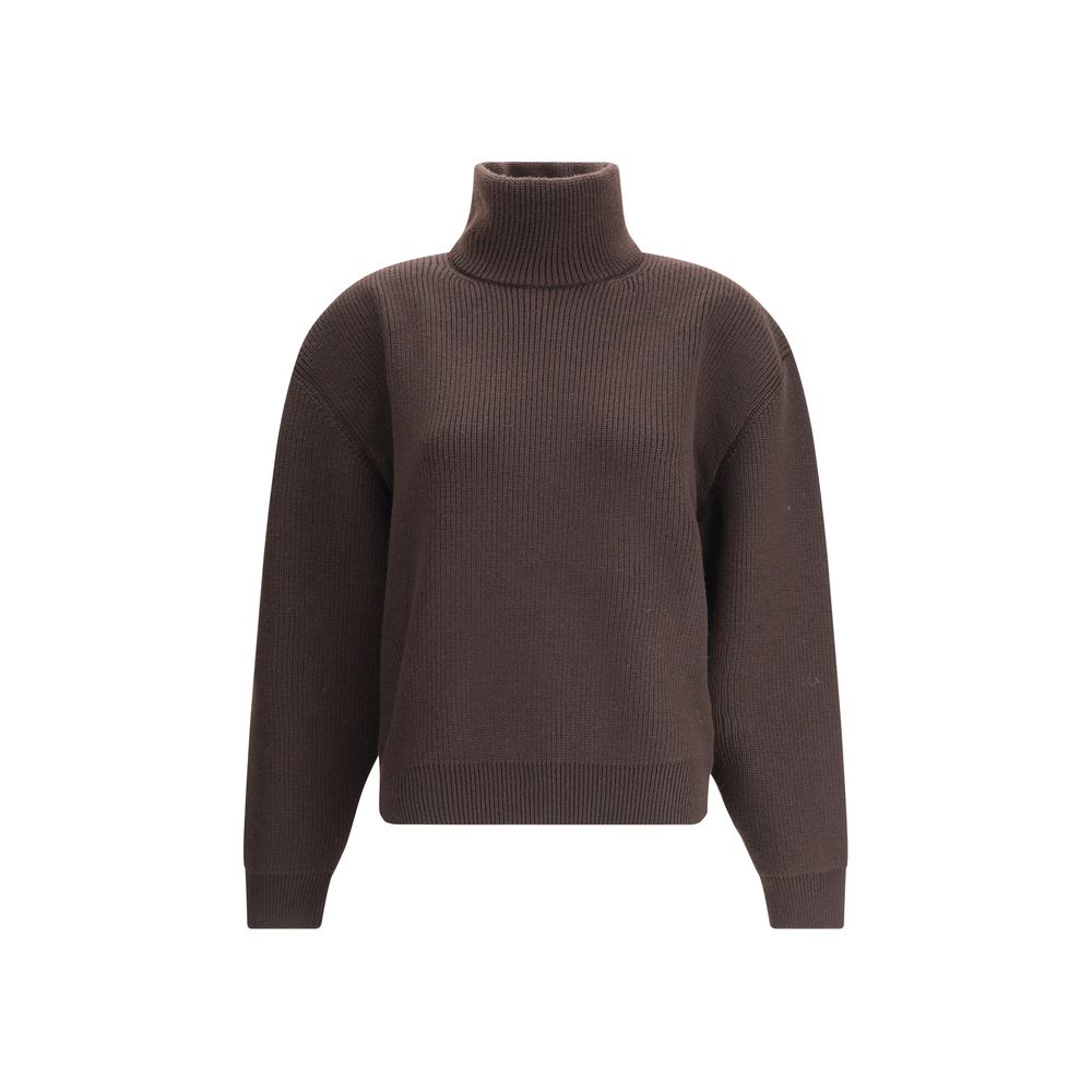 Brown Lamb Leather Sweatshirt Knitwear Saint Laurent