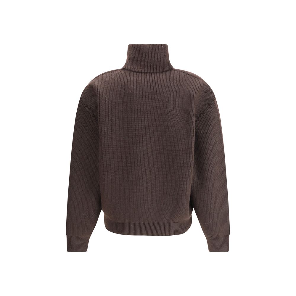 Brown Lamb Leather Sweatshirt Knitwear Saint Laurent