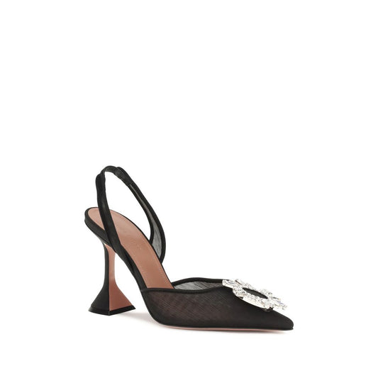 Black Polyester High Heel Pumps Shoes Amina Muaddi