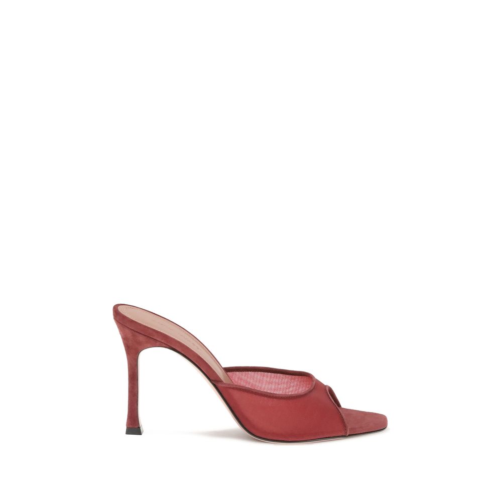 Red Polyester Stiletto Heel Sandals Shoes Amina Muaddi