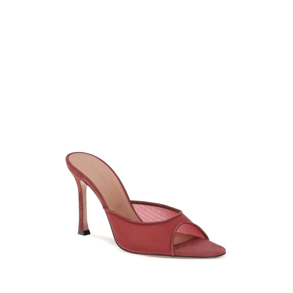 Red Polyester Stiletto Heel Sandals Shoes Amina Muaddi